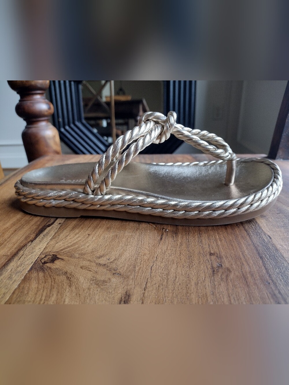 Schutz Gold Leather Rope Sandals Size 8